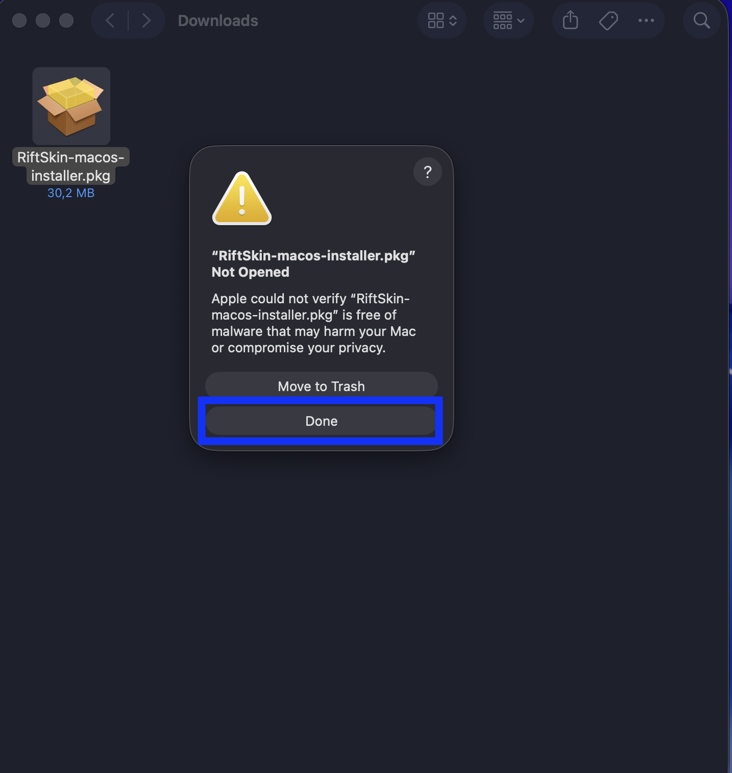 RiftSkin macOS installer download page