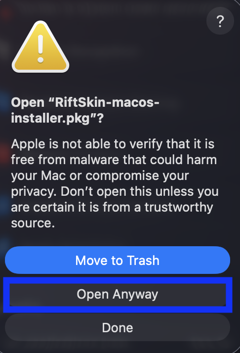 RiftSkin macOS installer window
